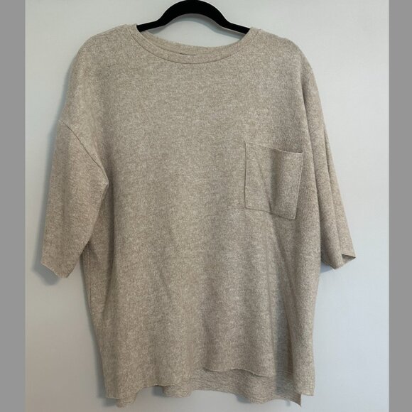 Soft Knit T-shirt Sweater Oatmeal colour - Picture 2 of 3